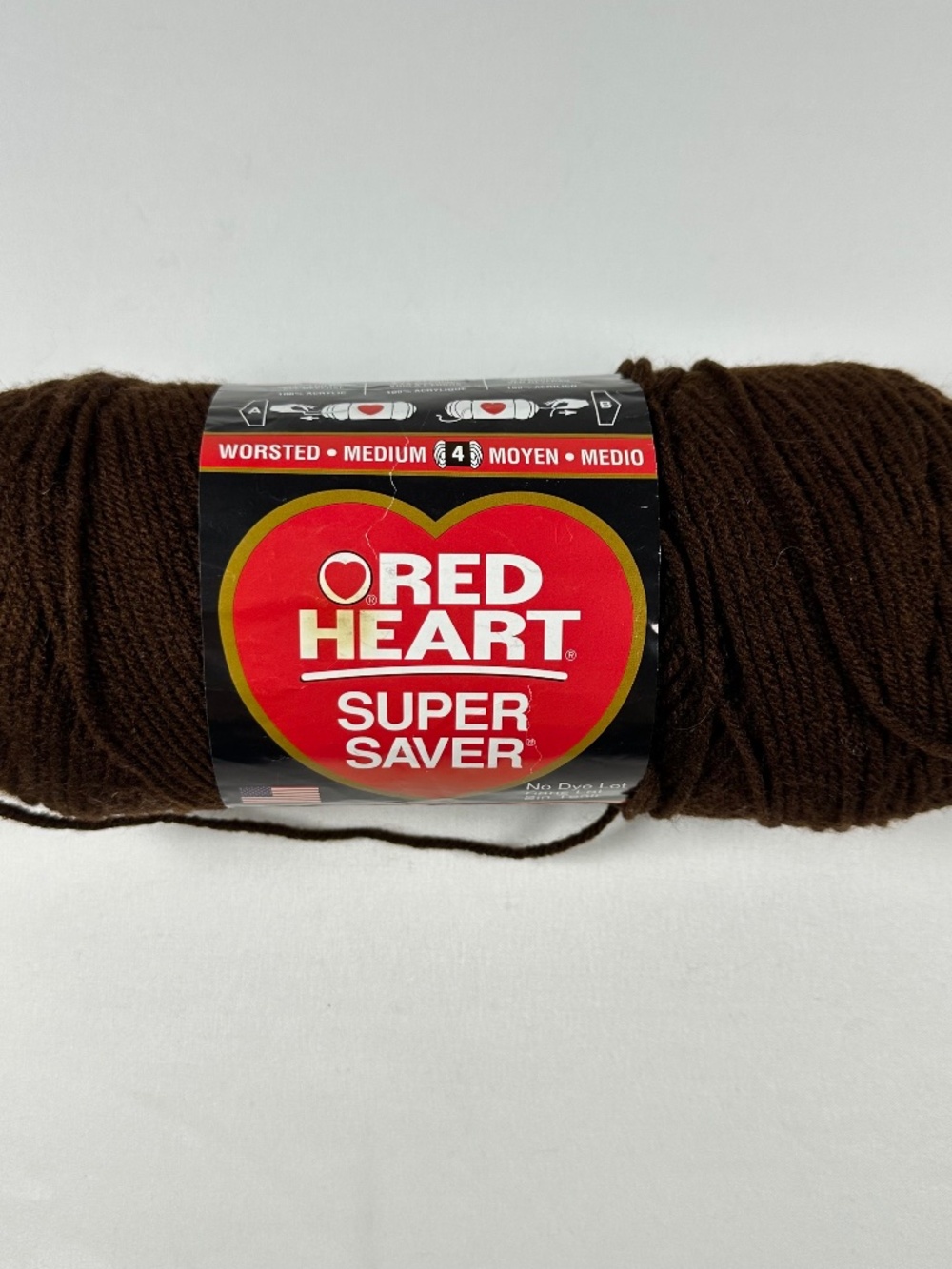 Red Heart Super Saver Yarn Color#0365 Coffee, Crochet Crafts, Fiber Art 1 Skein